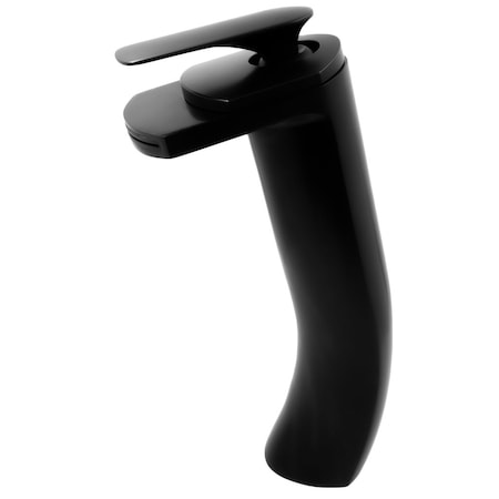 Novatto CASCADE Watersaver Single Lever Waterfall Vessel Faucet, Matte Black GF-057MBWS